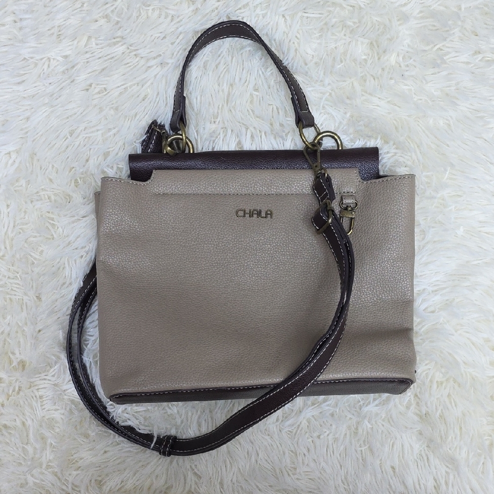 Chala Taupe and Dark Brown Shoulder Bag